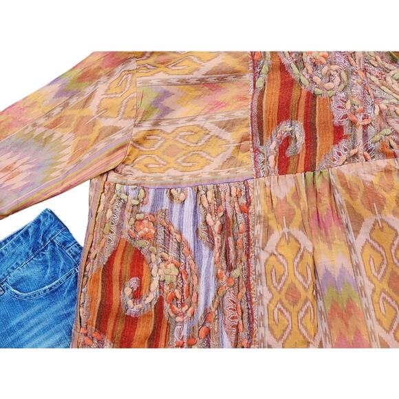 Anii by Natural Silk Wool Patchwork Jacket M Boho Luxe Vintage Art to Wear - Picture 10 of 11